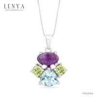 Lenya Jewelry  จี้เงินแท้ ดีไซน์หยุดน้ำ ประดับพลอยอเมทิสต์ (Amethyst) บลูโทแพซ (Blue Topaz) เพอริดอท (Peridot)