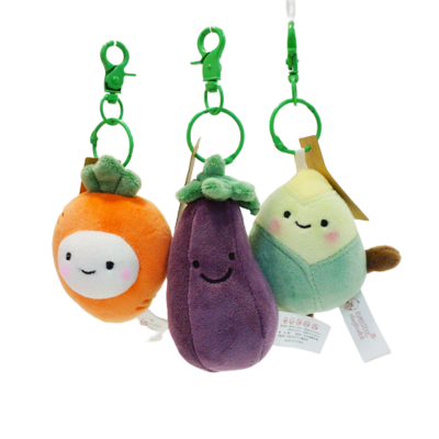 Plush Fruit Stuffed Vegetable Toy Keychain Eggplant Ornament Carrot Decoration