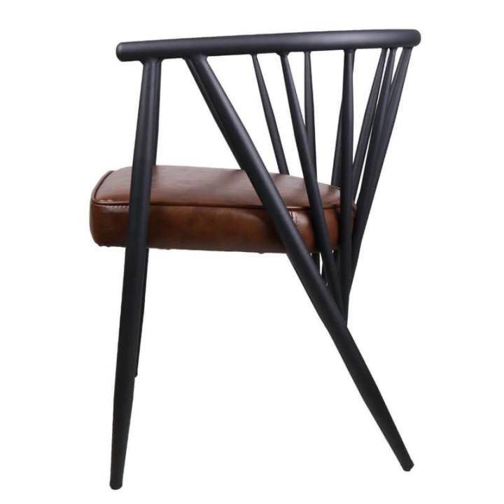 furintrend-เก้าอี้เหล็ก-เก้าอี้นั่งกินข้าว-นั่งพักผ่อน-เบาะหุ้มหนังpu-รุ่น-met4-brown