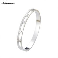 French Style Fashionable Stainless Steel Silver 58mm Open Bracelet Hollow Out Inlaid Design Jewelry Gift