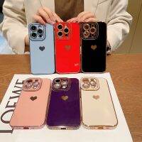 หัวใจแห่งความรักที่น่ารักเกาหลีสีทึบอ่อนเคสโทรศัพท์สำหรับ iPhone 14 13 12 Pro Max 11 X XS XR 7 8 SE 3กรอบด้านหลังเป็นซิลิโคนกันกระแทก