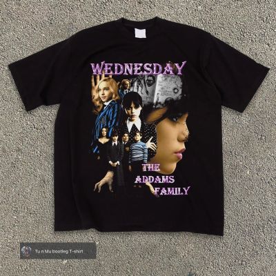 เสื้อยืดแนววินเทจ ลาย WEDNESDAY THE ADDAMS FAMILY ทรงOversizeS-5XL