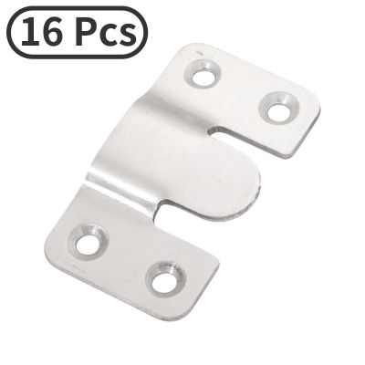 16Pcs Flush Mount Brackets Stainless Steel Wall Picture Frame Cleats Interlocking Hangers Display Hooks for Mirrors Photo Frames