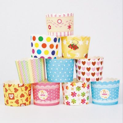 50 Pcs Random Pattern Medium Cupcake Liner Muffin Cake Cups Baking Wrapper Paper Tray Party Decor