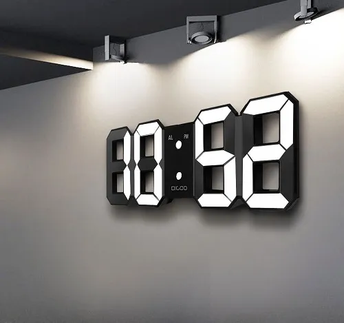 SYB 3D LED Wall Clock Modern Digital Alarm Clocks Display