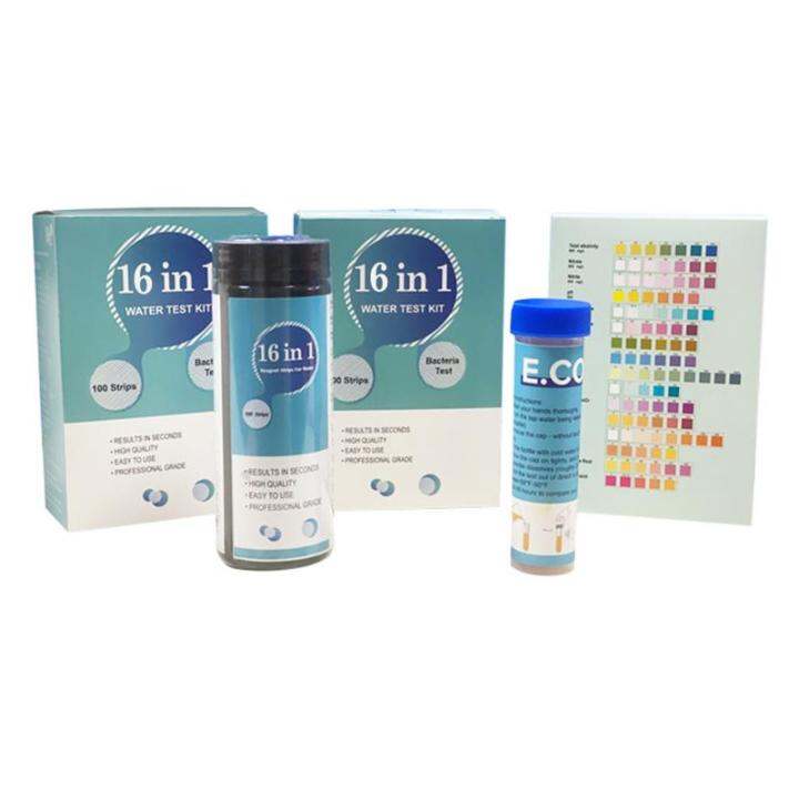 water-quality-tester-16-in-1-test-strips-for-hot-tub-water-100pcs-testing-kits-contain-ph-hardness-iron-e-coli-etc-16-items-inspection-tools