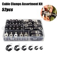 ❒ 52pcs Cable Clamps Assortment Kit 304 Stainless Steel Rubber Cushion Pipe Clamps in 6 Sizes 1/4 5/16 3/8 1/2 5/8 3/4