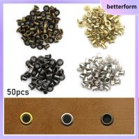 BETTERFORM 50pcs ของเล่นยัดไส้ Mini Ultra-small อุปกรณ์เย็บผ้า หัวเข็มขัดตุ๊กตา DIY หัวเข็มขัด อุปกรณ์เสริมกระเป๋าตุ๊กตา ปุ่มตาไก่โลหะ