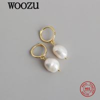 {Han ornaments}WOOZU 925เงินสเตอร์ลิงเกาหลีผิดปกติพิสดารมุกจี้วางต่างหูสำหรับผู้หญิงสาวยุโรปพังก์ฮิปฮอปเครื่องประดับของขวัญ