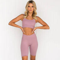 Seamless Sport Set Women Bra And Short Pants Sportswear 2 Piece Workout Outfit Active Fitness Suit Yoga Gym Sets Gym Clothes