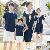 Matching Family Outfits 2022 Summer Mum and Daughter Casual Dress Dad Son Matching Cotton T-shirt&amp; Shorts Holiday Couple Outfit