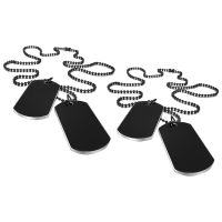 4 PCS Alloy Pendant Necklace Pendant Black Army Style Name Double Dog Tag Plate Biker Chain Necklace 27 Inch Man