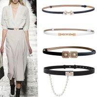 【CW】 New Adjust Leather Cummerbunds Belts Girdle Thin Skirt Waistbands Gold Aloy Buckle Pasek Damski