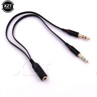 卐✌☜ 3.5mm 1 Female to 2 male Headphone Earphone Audio Cable Micphone Splitter Adapter Connected Cord to Laptop PC