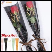 LEMMRE 30pcs/lot ใหม่ บรรจุภัณฑ์ของขวัญ งานแต่งงาน สาขากุหลาบเดี่ยว วันแม่ ถุงบรรจุภัณฑ์ดอกไม้ วันวาเลนไทน์