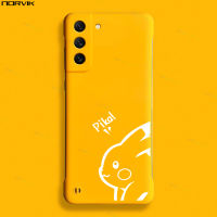 NORVIK สีขาวลายการ์ตูนน่ารัก Pikachu เคสโทรศัพท์สีเหลืองไร้ขอบสำหรับ Samsung Galaxy S23 S23 + S22 S22 + S21 S21 + S21 FE S20 FE Note 20 Plus Ultra 4G 5G N11-3เคสฝาหลังสร้างสรรค์