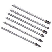 6pcs 6mm Shank Tungsten Carbide Rotary Files Burr Set Point Burrs Die Grinder Aluminium 10mm Head