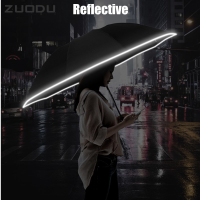 ZUODU ย้อนกลับอัตโนมัติพับ LED ร่ม Windproof ธุรกิจฝนร่มผู้หญิงผู้ชายรถขนาดใหญ่สะท้อนแสงฝนเกียร์