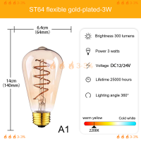 ???3-3% สำหรับ E27พอร์ตสกรูหลอดไฟ LED หรี่แสงได้แบบย้อนยุคไส้หลอดทังสเตนเลียนแบบ ST64หลอดไส้ตกแต่งโคมระย้า