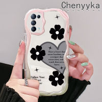 เคส Chenyyka สำหรับ OPPO Reno 5 5G Reno 5K 5G X3 Lite เคสแฟชั่นดอกไม้รักรูปหัวใจดีไซน์ใหม่เนื้อครีมกันกระแทกแบบใสนิ่มเคสมือถือโปร่งใสลายกล้องถ่ายรูปเคสป้องกันอ่อนโยนแบบเรียบง่าย