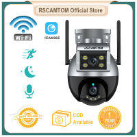 Rscamtom เลนส์คู่ FHD 6MP กล้องวงจรปิด PTZ IP กล้อง WIFI กลางแจ้งกันน้ำสองทางกล้องเสียง AI ร่างกายตรวจสอบกล้องรักษาความปลอดภัย