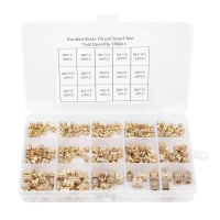 380Pcs Thread Inserts M2 M2.5 M3 M5 M6 Metric Female Thread Brass Knurled Threaded Embedment Nuts Assortment Kit