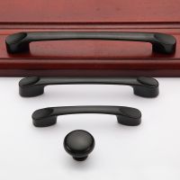 Zinc alloy black pull hand handle modern simple round drawer European American cupboard wardrobe door Hardware