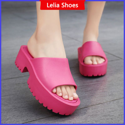 รองเท้าแตะแบบสไลด์สำหรับผู้หญิงพื้นหนาขนาดใหญ่36-41แพลตฟอร์มกลางแจ้งรองเท้าแตะ EVA สีดำสีเขียว