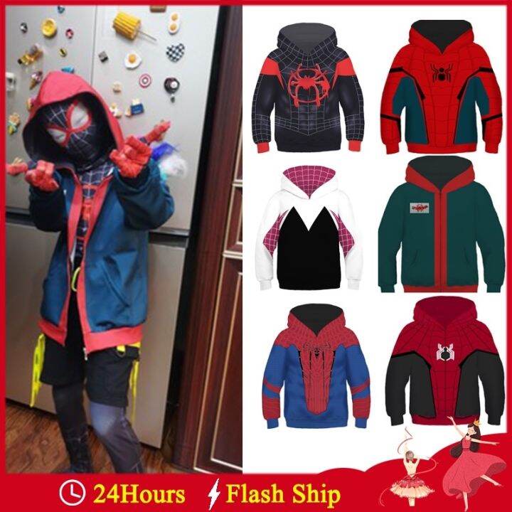 Black spiderman miles morales costume for kids boy spider gwen stacy