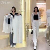 Fashion suit casual long sleeve chiffon shirt Western style high waist wide leg pants two-piece set V729