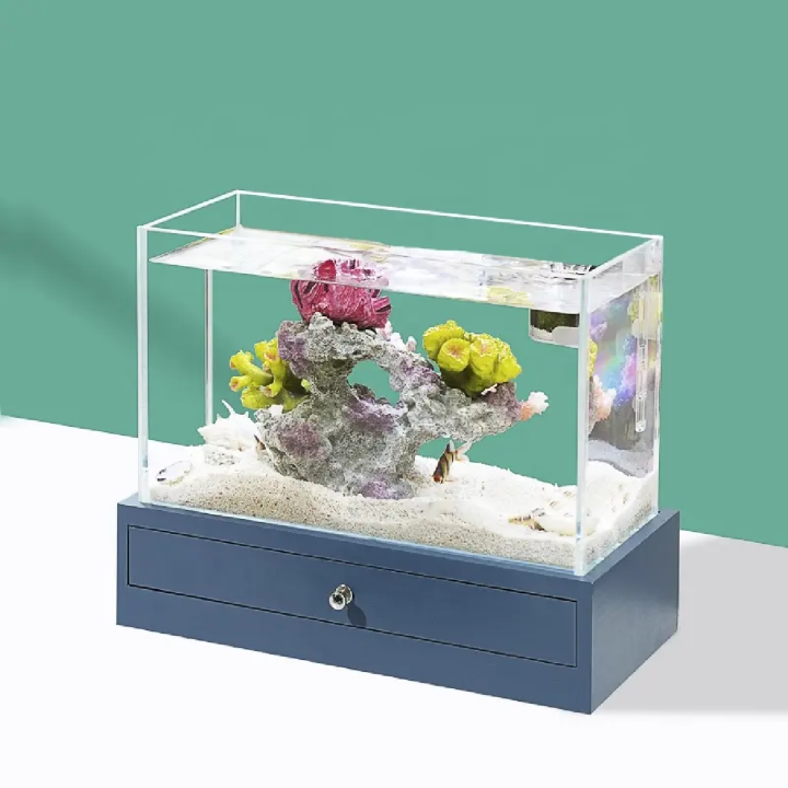 ตู้ปลาตั้งโต๊ะ-desktop-fish-tank-ตู้เลี้ยงปลาขนาดเล็ก-ดีไซน์เฟอร์นิเจอร์-มีลิ้นชักเก็บของของในตัว-ยี่ห้อ-nepall