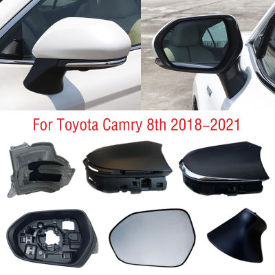 รถกระจกมองข้างเลี้ยวแสงโคมไฟเลนส์แก้วกระจกมองหลังกรอบล่างฐานปกฝาสำหรับ Toyota Camry V70 8th 2018-2021