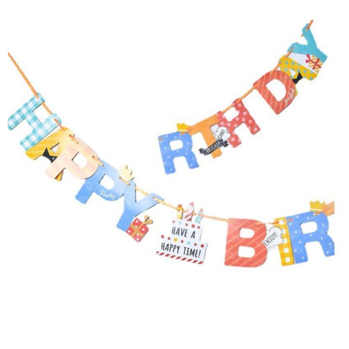 ธงวันเกิด-happybirthday-ลายเค้ก-คัลเลอร์ฟูลสุดน่ารัก-ใช้ตกแต่งปาร์ตี้วันเกิด
