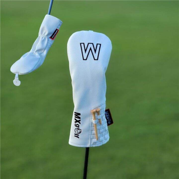 simple-universal-golf-club-headcovers-with-spikes-tee-for-driver-fairway-wood-hybrids-covers-waterproof-pu-leather-protector