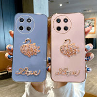 เคส Realme11 Realme NFC 11 5G 4G สวยงามเงางามหงส์ชุบหรูหรางานฝีมือขอบตรงเคสโทรศัพท์ซิลิโคนเนื้อนิ่ม TPU OPPO Realme 11 5G 4G Realme 11NFC เหมาะสำหรับผู้หญิงเคสโทรศัพท์