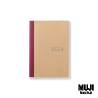 2024 มูจิ สมุดแพลนเนอร์รายเดือน B6 - MUJI Kraft Monthly Planner B6 (Red Edge)