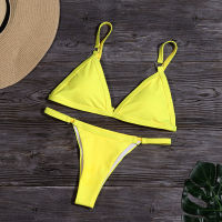 Sexy Solid Color Bikini Lady Split Swimwear Brazilian Swimsuit Push-up Metal Buckle Shoulder Strap Swimming Wear Beachwear