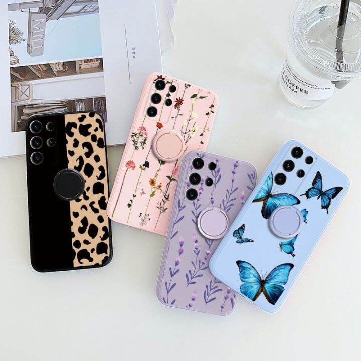 for-samsung-galaxy-s23-plus-ultra-5g-phone-case-ring-holder-stand-finger-flower-fundas-for-samsung-s-23-s23-plus-s23ultra-cover