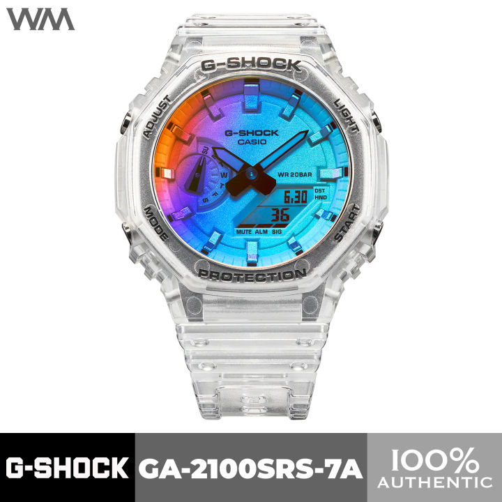 Digital　Casio　Series　Lazada　GA-2100SRS-7A　G-SHOCK　Watch　Iridescent　GA-2100　Analog　Multicolor　Casioak　Transparent　Rainbow　PH