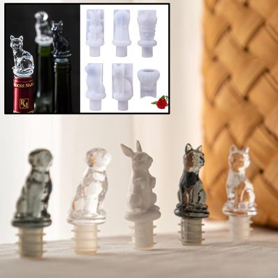 ❐ Red Wine Keep Fresh Bottle Stopper Silicone Mold for Diy Handmade Crystal Cat Dog Crown Wine Bottle Cap Resin Mould Home Crafts