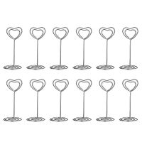 90 Pcs Card Holder Heart Shape Table Picture Stand Wire Tabletop Photo Holder Menu Clips for Wedding Party Number,Silver