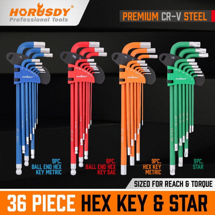 2021HORUSDY 36Pc Hex Key Allen Wrench Set Ball End SAE Metric Star