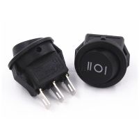 10Pcs 16mm Diameter Small Round Black 3 Pin 6A/125V 3A/250V SPDT ON-OFF-ON Rocker Switch Snap-in Electrical Circuitry  Parts