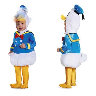 Cartoon Duck Costume Blue Jumpsuit For Kids Boy Girls Animals Performance Show Navy Uniform Party Role Play Unisex