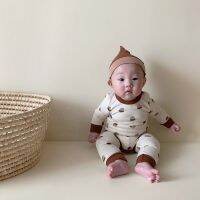 Baby Boys And Girls Clothes Sets Hazelnut Print Long Sleeves Bodysuit + Leggings + Hat 3pcs Baby Cotton Home Wear Outfits