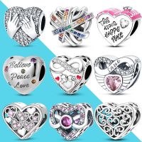 Real 925 Sterling Silver Heart Series Angel Charms Beads Fit Pandora 925 Original Bracelets Birthday DIY Jewelry Gifts For Women