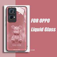 เคส OPPO Reno 8Z Reno7Z 8 5G A9 Reno5 Reno6 F11โทรศัพท์ A31พื้นหลังทำจากแก้ว Cas Backplane ป้องกันรอบๆ3D ลายหมี2020