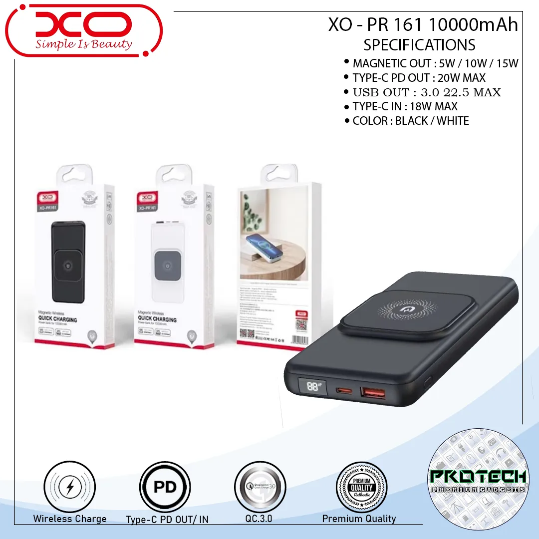 Power Bank XO PR161 Magnetic Wireless 15W QC22.5W PD20W 10000 mAh ...