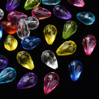 200pc  Transparent Acrylic Beads Faceted Teardrop Mixed Color 12x8mm Hole: 1.5mm