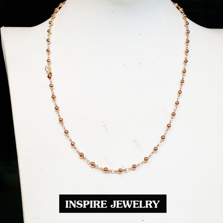 inspire-jewelry-สร้อยคอสังวาลย์-แบบร้านทอง-สร้อยคอยาว-24นิ้ว-pink-gold